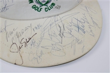 Jack Nicklaus, Payne Stewart, Greg Norman & more Signed Memorial Visor Circa '86 JSA ALOA