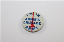 Arnold Palmer Signed Cut with Arnie's Crusade Army Pin & Black Latrobe Hat