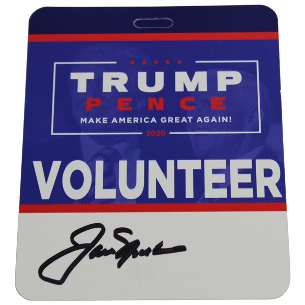 Jack Nicklaus Signed Trump/Pence Make America Great Again 2020 Volunteer Badge JSA ALOA