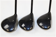 Three (3) Gary Player Game Used Callaway Steelhead Plus Big Bertha Fairway Woods Set with COA