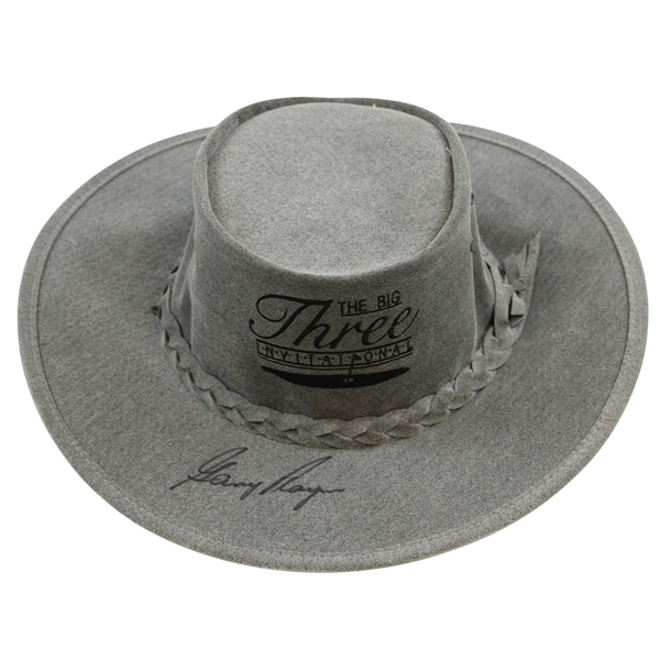 Gary Player Signed The Big Three Invitational Gray IBF Aussie Hat JSA ALOA