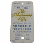 1948 PGA Championship at Norwood Hills CC Series Ticket - Ben Hogans 2nd Major Win!
