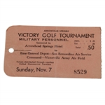 Jimmy Thomson Verso Signed Victory Golf Tournament Ticket #8529 JSA ALOA