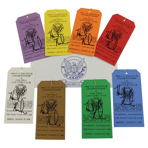 US Amateur Champ Hank Kuenhne Signed 1998 Full Week Ticket Set JSA ALOA
