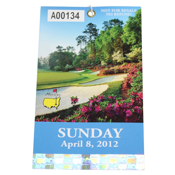 2012 Masters Tournament Sunday Ticket #A00134 - Bubba Watson Winner