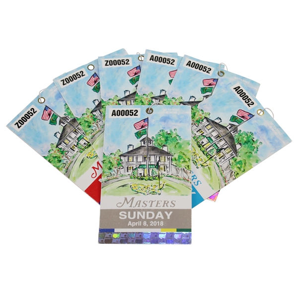 2018 Masters Tournament Monday- Sunday Ticket Set - Patrick Reed Winner