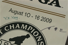 YE Yang Double-Signed (English & Korean) 2009 PGA Championship at Hazeltine Large Canvas Banner JSA ALOA