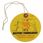 Casper, Palmer & Nicklaus Signed 1970 Masters Wednesday Ticket #3406 JSA ALOA