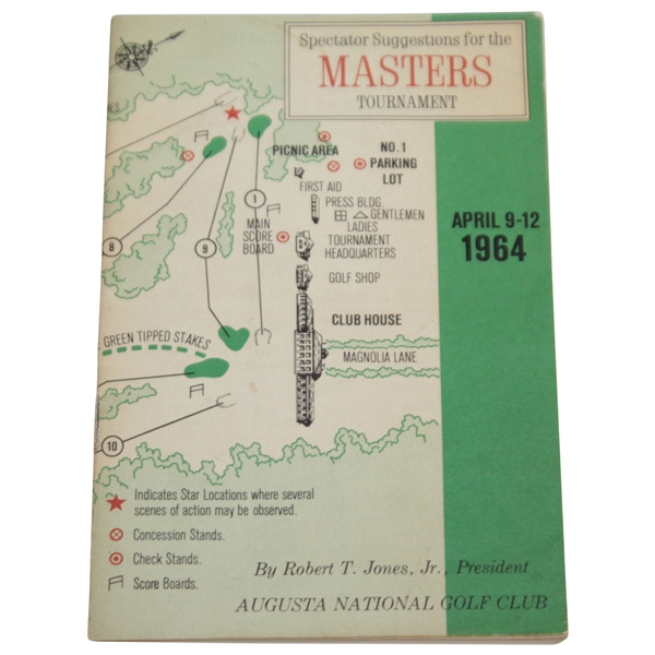 1964 Masters Tournament Spectator Guide - Arnold Palmer Winner