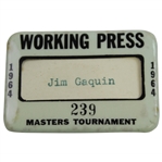 1964 Masters Tournament Working Press Badge #239 - Jim Gaquin