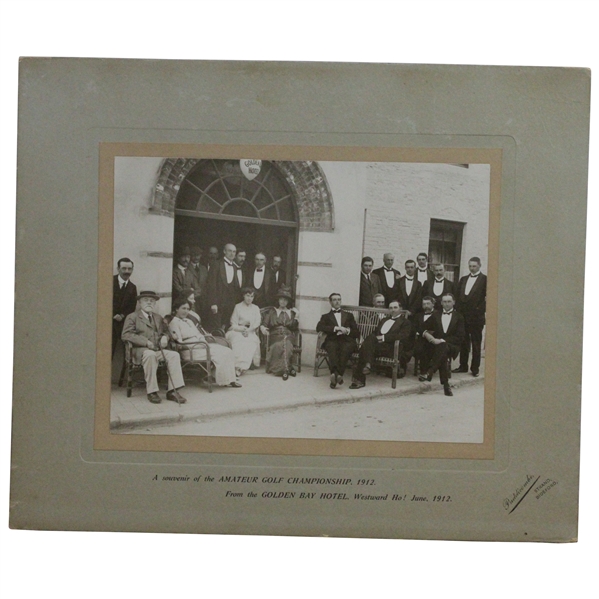 1912 Amateur Golf Championship Souvenir Matted Oversize Photo In Front of Golden Bay Hotel, Westward Ho