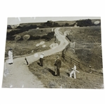 Vintage Lady Golfer Chipping Near Fence as Others Look On Looking On Daily Mirror Photo - Victor Forbin Collection