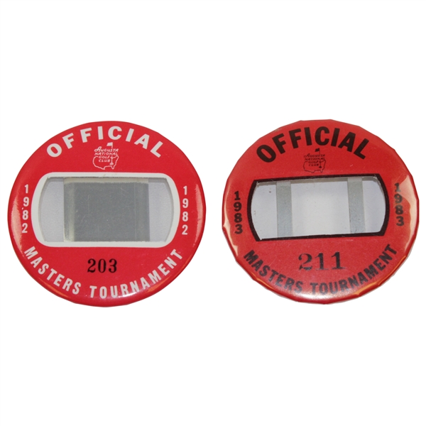 1982 & 1983 Masters Tournament Officials Badges #203 & #211