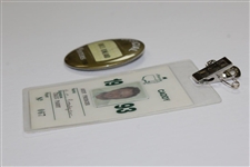 1993 Masters Tournament Caddy Badge #67: Andy Prodger & 1996 Masters Official Badge #61: Doris Rowland