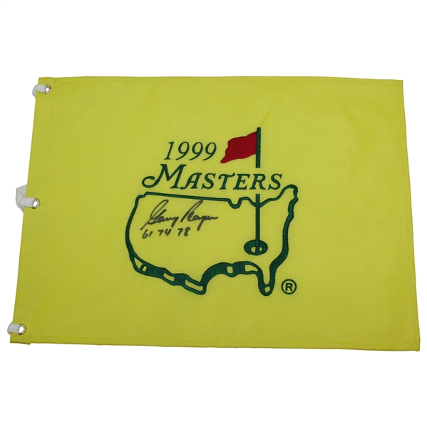 Gary Player Signed 1999 Masters Embroidered Flag with Years Won JSA ALOA