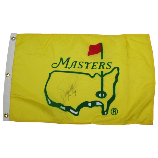 Fuzzy Zoeller Signed 1995 Masters Yellow Screen Flag JSA ALOA