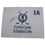 Jack Nicklaus Signed Old Course St. Andrews Links Embroidered White Flag with Letter JSA ALOA