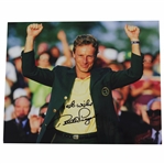 Bernhard Langer Signed Photo at 1993 Masters Celebrating With Green Jacket JSA ALOA
