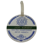 Jack Sargents 1972 PGA Championship at Oakland Hills CC Bag Tag