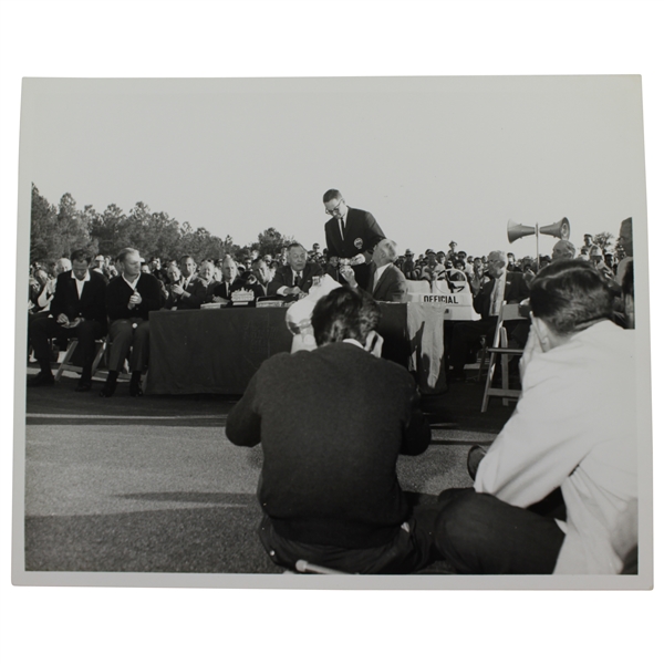 1963 Masters Trophy Ceremony Morgan Fitz Photo with Bobby, Arnie, & Jack - Sargent Family Collection