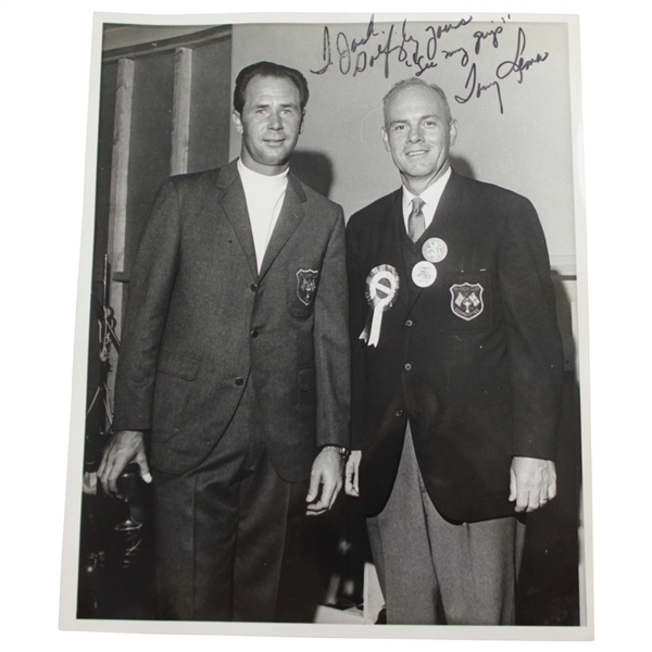 Tony Lema Signed 8x10 Bill Mark 1965 Ryder Cup Photo to Jack Sargent JSA ALOA