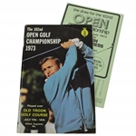 1973 OPEN Championship at Old Troon Program with Draw Sheet - Tom Wieskopf Winner