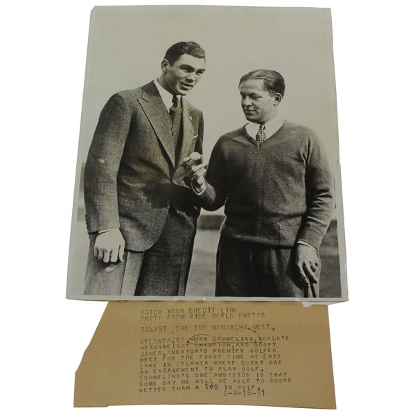 1931 Bobby Jones & Max Schmeling Two Monarchs Meet 8x10 Photo 