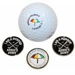 Four (4) Arnold Palmer Items -  Latrobe & Member of Arnies Army(x2) Ball Markers Plus Logo Golf Ball