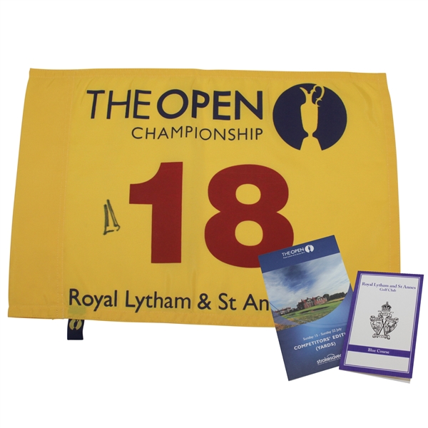Ernie Els Signed 2012 OPEN Championship Flag with Yardage Book & Scorecard JSA ALOA