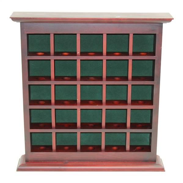 Unused Twenty-Five (25) Slot Cherry Wood Golf Ball Display