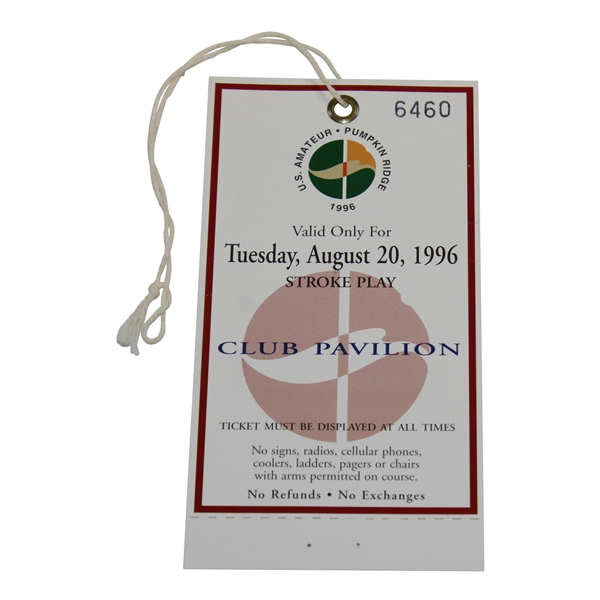 1996 US Amateur at Pumpkin Ridge Tuesday Stroke Play Club Pavilion Ticket #6460 - Tiger Win
