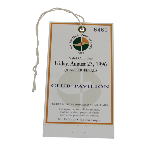 1996 US Amateur at Pumpkin Ridge Friday Quarter-Finals Club Pavilion Ticket #6460 - Tiger Win