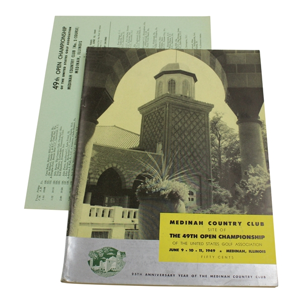 1949 US Open at Medinah CC Official Program with Pairing Sheet - Cary Middlecoff Winner