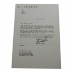 Arnold Palmer Signed July 31, 1995 Letter To Mort Olman on Personal Letterhead JSA ALOA