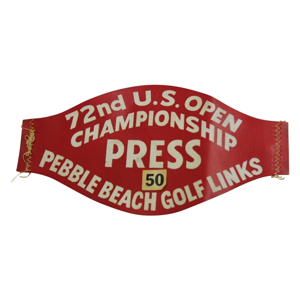 1972 US Open at Pebble Beach Golf Links Press Armband #50 - Jack Nicklaus Winner