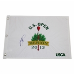 Justin Rose Signed 2013 US Open at Merion White Embroidered Flag JSA ALOA