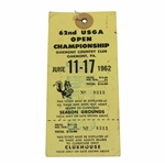 1962 US Open at Oakmont Series Ticket Badge #8313 - Jack Nicklaus Beats Arnold Palmer for First Major