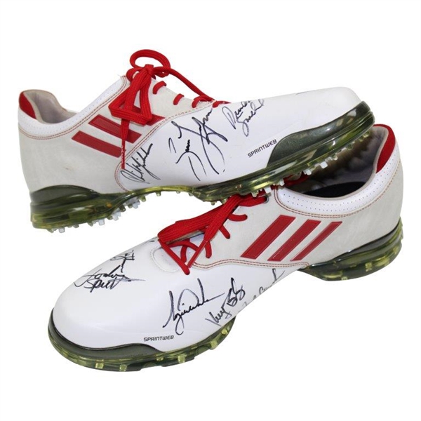 Tiger Woods, Phil Mickelson, Fred Couples & others Signed 2012 Ryder Cup Team Shoes JSA ALOA
