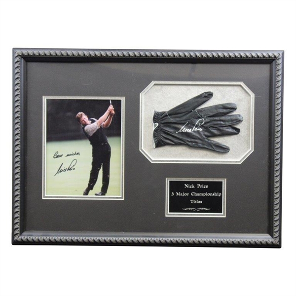 Nick Price Signed Photo & Black Glove Display with Nameplate - Framed JSA ALOA