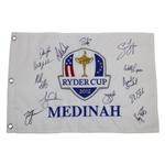 Woods, Mickelson, Johnson & others Signed 2012 Ryder Cup Team USA Signed Medinah Flag JSA ALOA