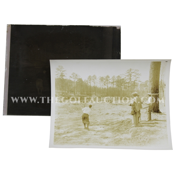 Original Rare Bobby Jones Teeing Off on Augusta National Construction Grounds Photograph & Negative - Never Seen!