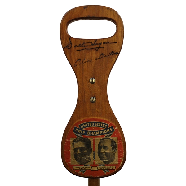 Vintage Walter Hagen & Olin Dutra US Open Champions Wood Foldable Stool/Seat - Depictions & Signatures