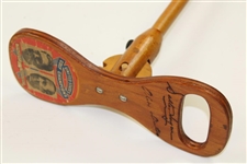 Vintage Walter Hagen & Olin Dutra US Open Champions Wood Foldable Stool/Seat - Depictions & Signatures
