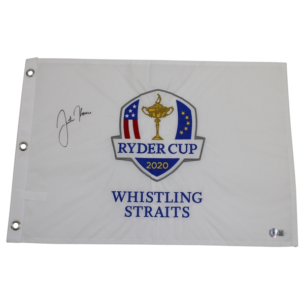 Justin Thomas Signed 2020 Ryder Cup at Whistling Straits Embroidered Flag BECKETT #BB09289