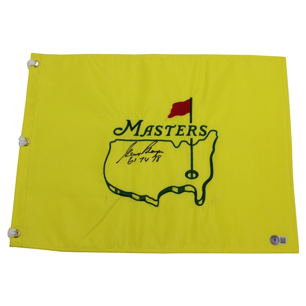 Gary Player Signed Undated Masters Embroidered Flag with Dates Won Flag BECKETT #BB09287