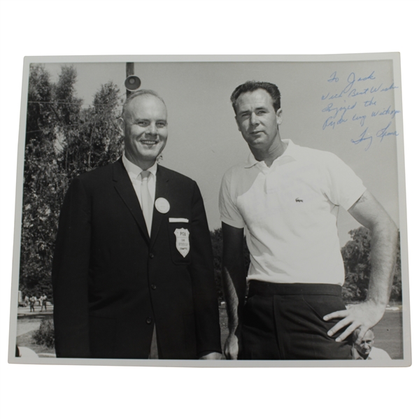 Tony Lema Signed 8x10 Bill Mark 1963 Ryder Cup Photo to Jack Sargent JSA ALOA