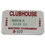 1989 Masters Tournament Clubhouse Badge #A-577 - Marvin M Giles III
