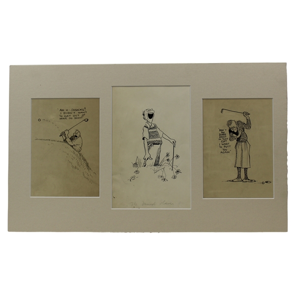 Original Clare Briggs Pen & Ink The Farrest Fower Matted 3 Cell Cartoon Strip