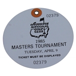 1985 Masters Tournament Tuesday Practice Rd Blue/Purple Ticket #02379