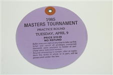 1985 Masters Tournament Tuesday Practice Rd Blue/Purple Ticket #02379
